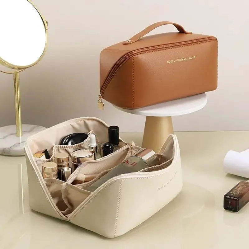 Luxury Leather Makeup Pouch Set - Waterproof Cosmetic Bag for Travel & Daily Use