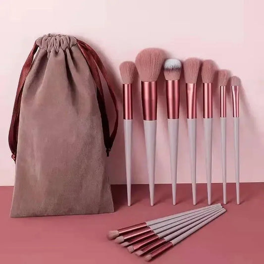 13 Pcs Rose Gold Makeup Brush Set – Soft Blending Brushes with Travel Pouch