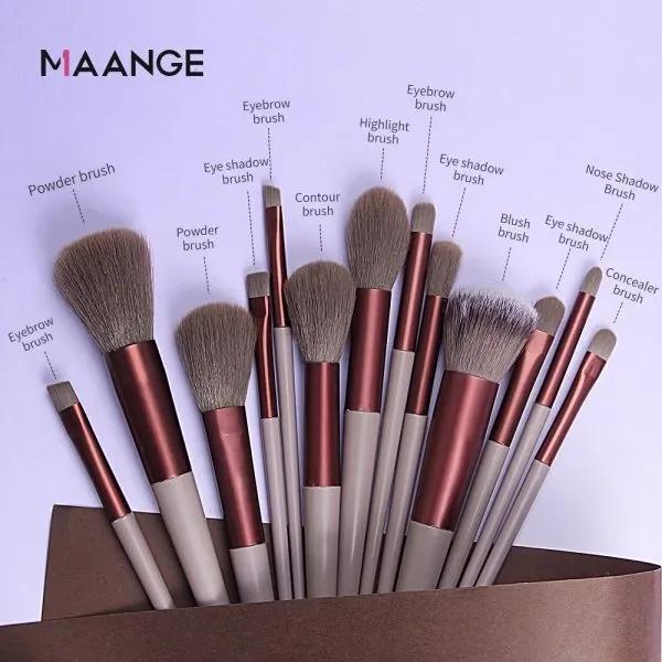 13 Pcs Rose Gold Makeup Brush Set – Soft Blending Brushes with Travel Pouch