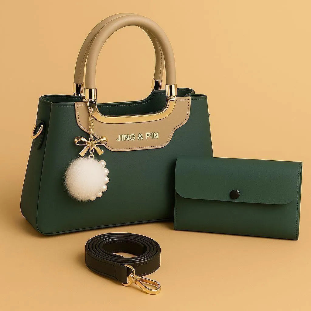 Elegant Leather Shoulder Bag for Women with Detachable Strap & Card Holder