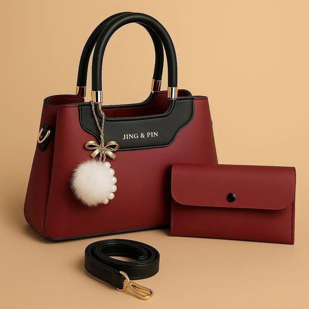 Elegant Leather Shoulder Bag for Women with Detachable Strap & Card Holder