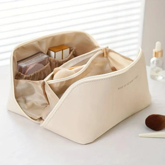 Luxury Leather Makeup Pouch Set - Waterproof Cosmetic Bag for Travel & Daily Use