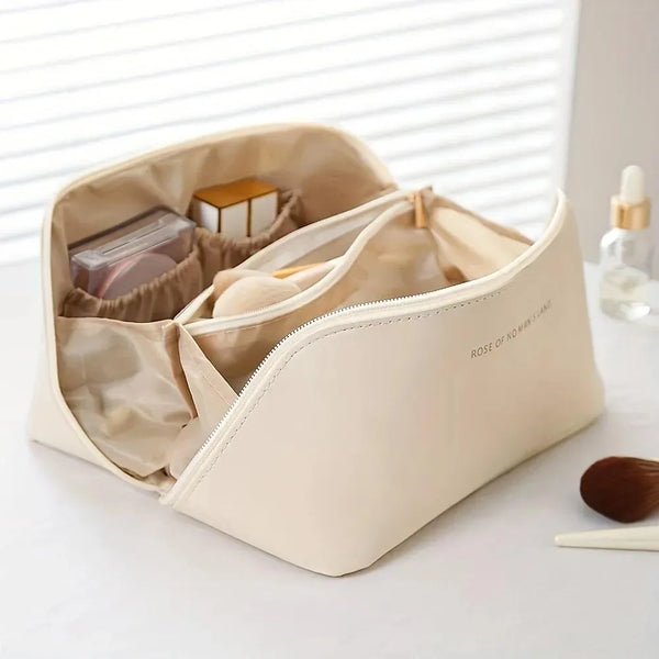 Luxury Leather Makeup Pouch Set - Waterproof Cosmetic Bag for Travel & Daily Use