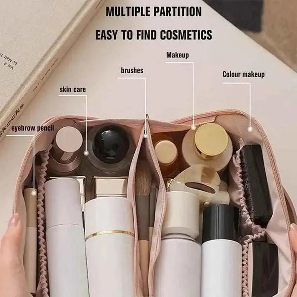 Luxury Leather Makeup Pouch Set - Waterproof Cosmetic Bag for Travel & Daily Use