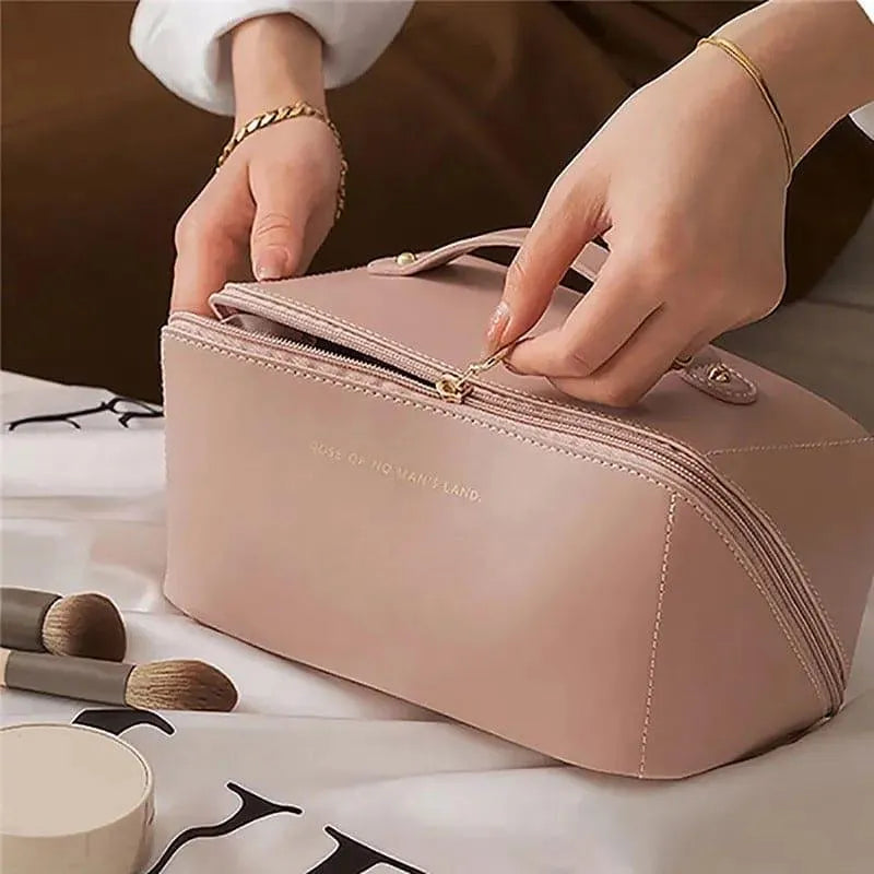 Luxury Leather Makeup Pouch Set - Waterproof Cosmetic Bag for Travel & Daily Use