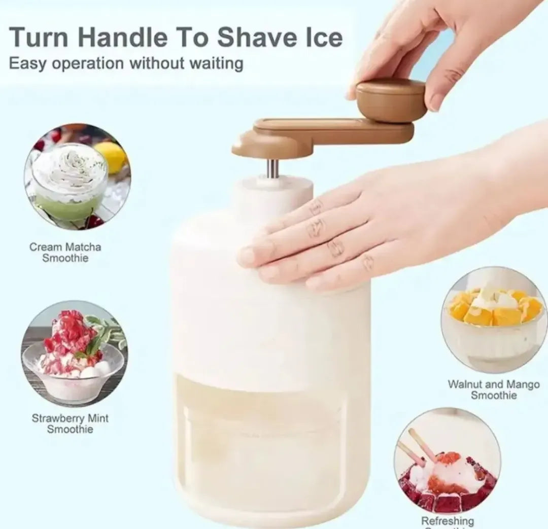 Manual Ice Shaver & Gola Ganda Maker – Hand Operated Ice Shaver - Portable Ice Crusher Machine for Home Use with Stainless Steel Blades